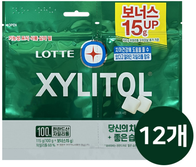 롯데 자일리톨 오리지날 리필, 115g, 12개