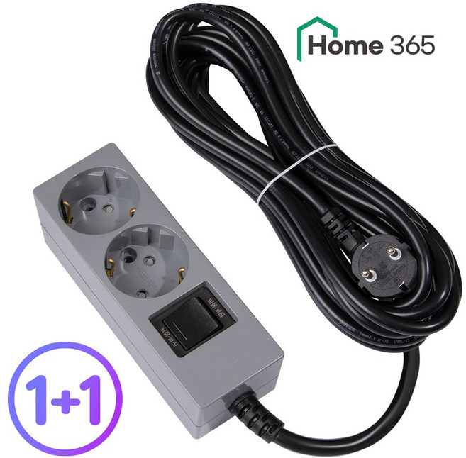 1+1 홈365 국산 과부하차단 2구 멀티탭 0.7m 1.5m 3m 5m 7m 10m / 16A 멀티콘센트, 7m, 과부하차단 2구 그레이, 2개
