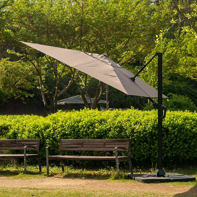 아이스타스 360도 회전 특대형파라솔 2.5m 폴딩 초대형파라솔 그늘막, 커피색