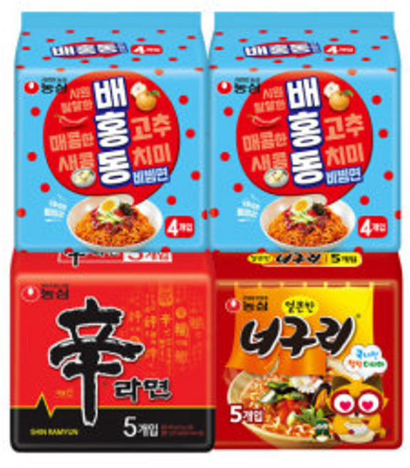 배홍동 8개 + 신라면 5개 + 너구리 5개, 18개