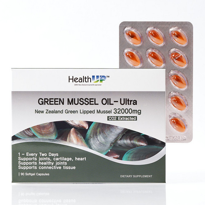 뉴질랜드 초록입홍합 오일 헬스업 그린머슬 32000 90캡슐, 1개, 90정