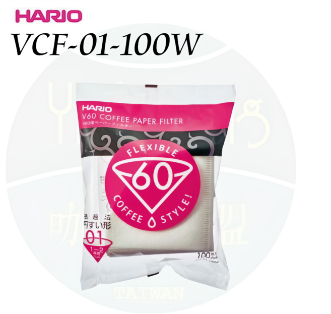 HARIO V60 咖啡濾紙 01 100張, 1個, VCF-01-100張 1-2人 漂白