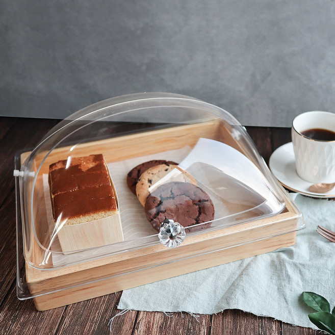 카페 빵진열트레이 스텐망 베이커리 아크릴 사각 푸드커버 제과용 멸치상자 막힘 여닫이, 4.푸드박스 대(덮개미포함), 1개