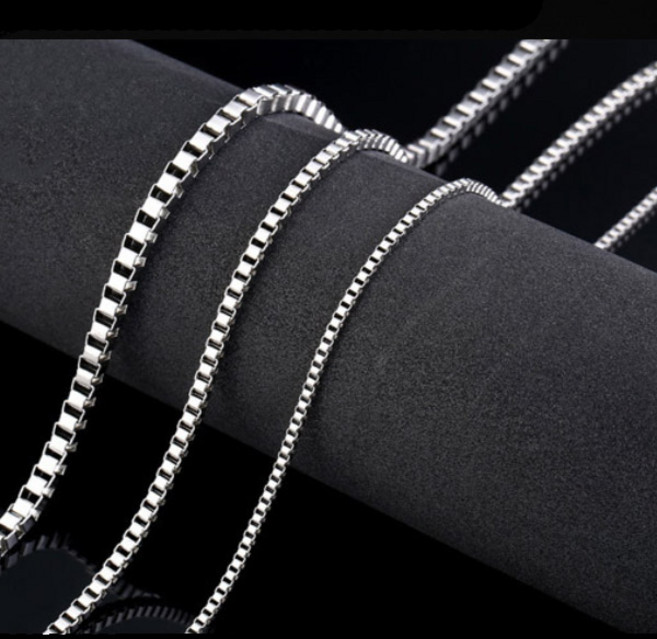 진샵 사각 써지컬스틸 체인 목걸이 남녀 기본 실버 줄 체인