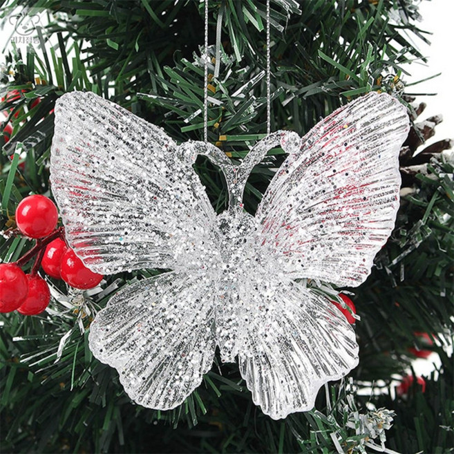 리치점빵 크리스마스 트리 크리스탈 나비 오너먼트 5p 크리스마스트리장식 크리스마스포토존