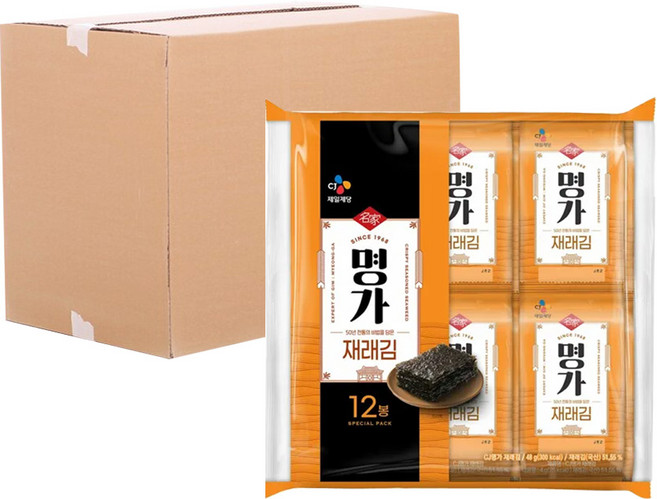 [로지프로] CJ 명가 재래김 12p 10개입 (1박스) 구이김 국산재래김 포장김