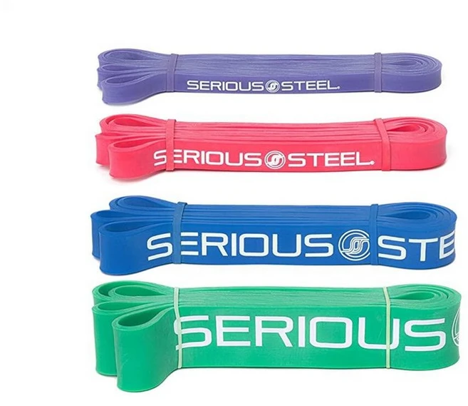Serious Steel Fitness 104.1cm(41인치) 보조 풀업 밴드 세트 스트레칭 파워리프팅 및 저항 훈련(오렌지 퍼플 레드), 4밴드 세트 (#1 #2 #3 #4) - 쿠팡