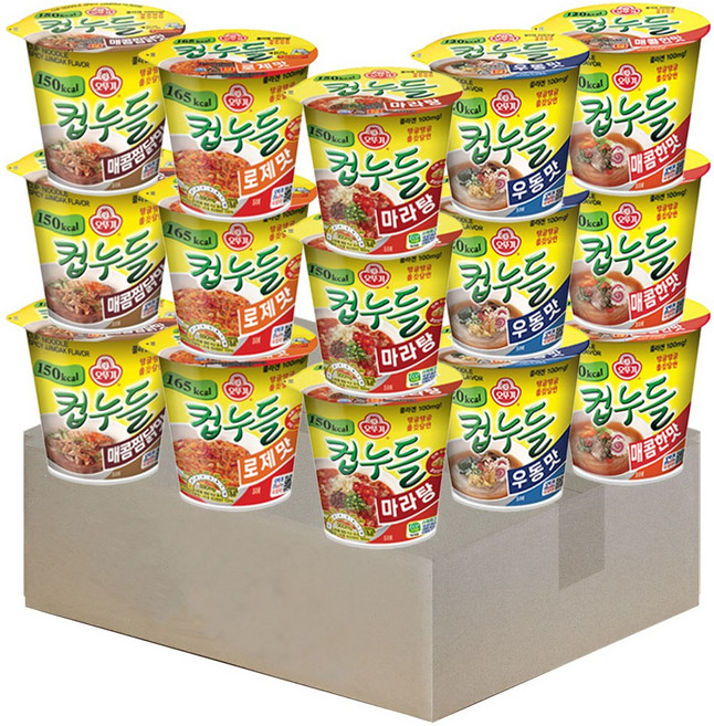메리박스 컵누들 5종 15개세트(매콤한맛x3+우동맛x3+매콤찜닭x3+로제맛x3+마라탕x3)+메세지카드, 1개