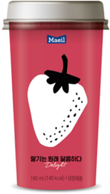 매일 딸기는 원래 달콤하다 190ml 30컵/컵우유/무색소 냉장무료배송, 30개