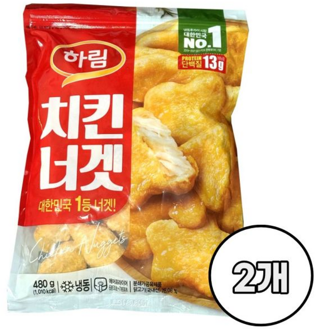 하림 치킨너겟 /냉동 간식 도시락 반찬, 480g, 2개