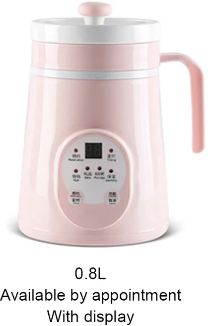 쿠쿠스토어 세라믹 미니 전기 주전자 보온 컵 보일러 수프 건강 냄비 스튜 죽 슬로우 쿠커 우유 히터 0.8L, 02 0.8L Display Pink