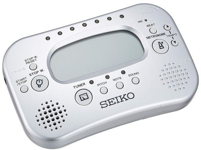 SEIKO 세이코 튜너 & 메트로놈 스톱워치 부착 실버 STH100S, 1개
