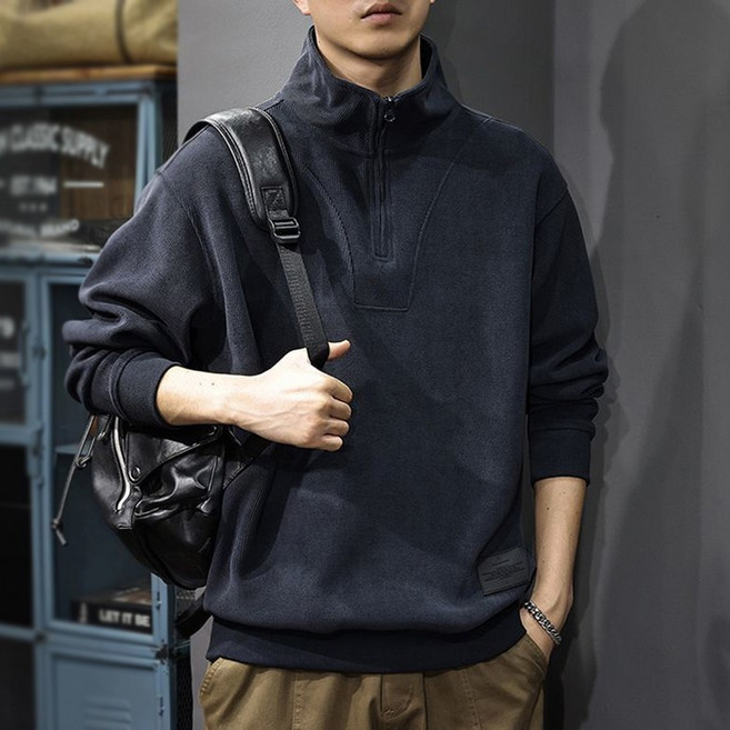 남자 코듀로이 반집업 긴팔 맨투맨 상의 가을 겨울 루즈핏 빈티지 폴로 셔츠