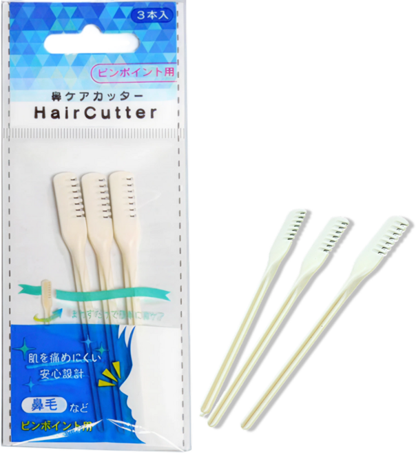 니켄 코털제거기 수동 회전식 클리너 3p / 코털정리기 커터 면도기 콧털 휴대용 위생적인 스테인리스칼날 일본정품, 3개입, 1개