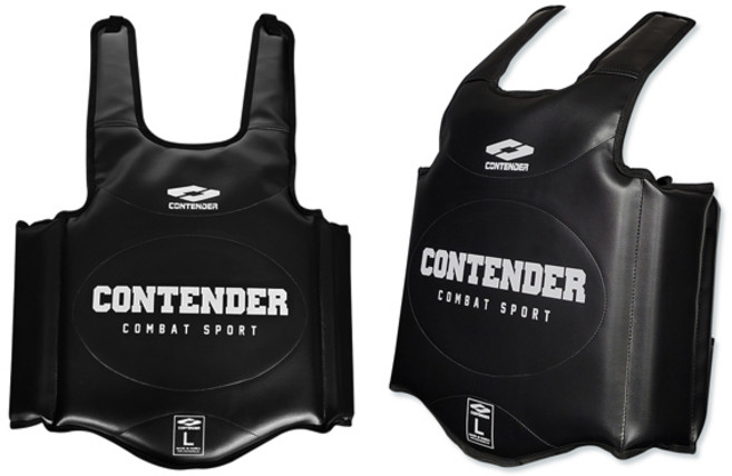 컨텐더 리베로 호구 태권도 격투기 킥복싱 몸통 보호, 검정, 양면호구