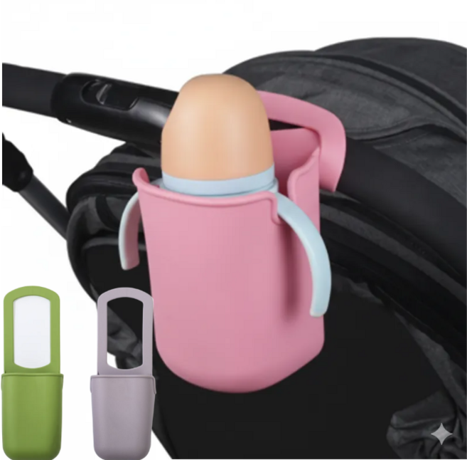 토브몰 걸이형 실리콘 멀티 홀더 유모차 자전거 컵홀더 수납포켓, 2개, 그린+그레이