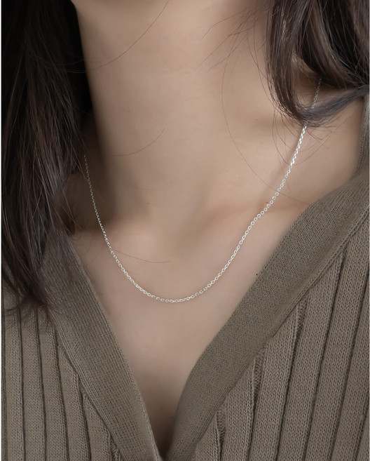 모두디자이너 실버925 베이직 심플 각체인 롱 목걸이줄 25