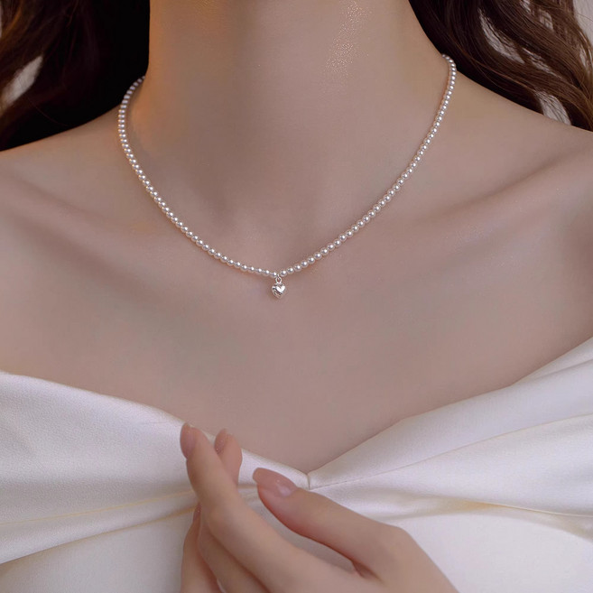 NXNA 14K 골드 하트 펜던트와 천연 담수 진주 목걸이 예물 수제작 도금 cs-xl032