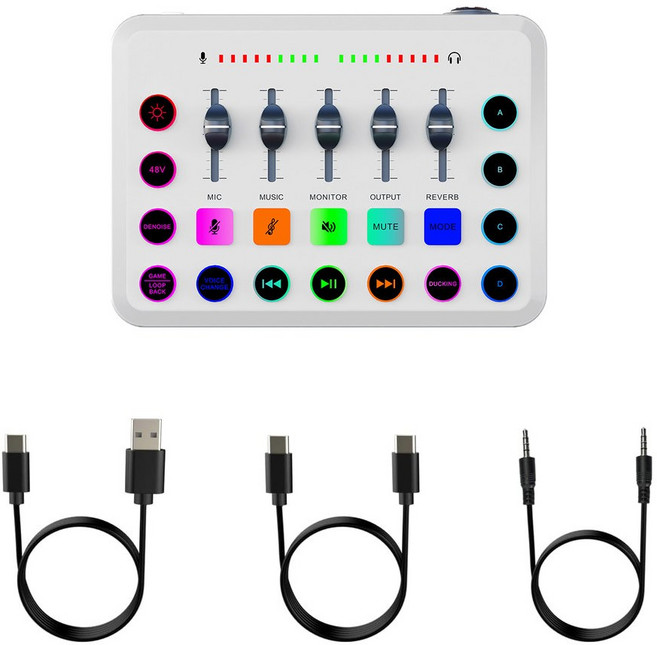 오디오인터페이스 Likheung F11 라이브 사운드 카드 스트리밍 5 채널 믹서 카드 오디오 믹서 스튜디오 게임 음성 팟캐스트, F11 White, 1개