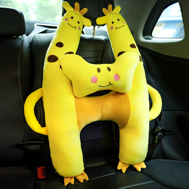 자동차용 카시트 목베게 쿠션 캐릭터 바디 쿠션 릴렉스 세트구성 목베개+바디 쿠션, 80*55, 1개, 기린
