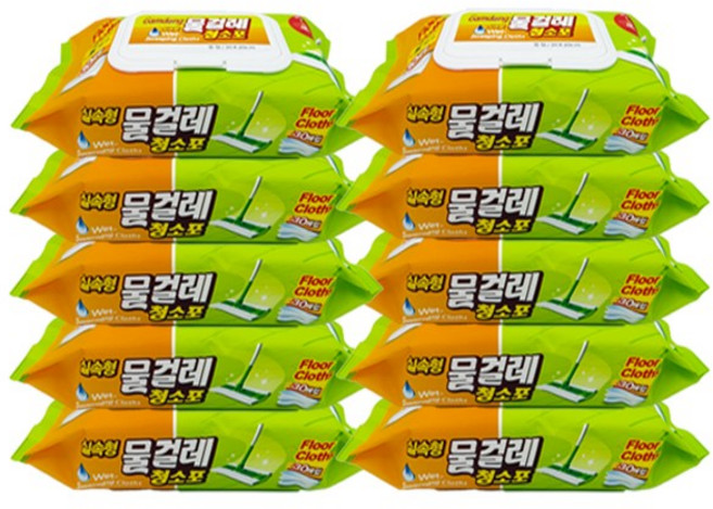 위생적인 물걸레 청소포 실속형 중형 캡형 30매, 10개