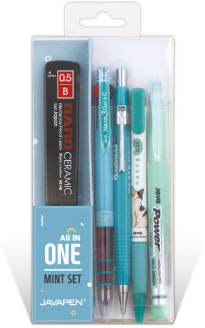 자바 올인원 종합 선물세트 민트세트 필기구 선물, 3개