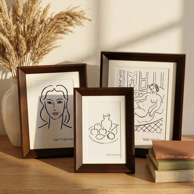 제이니 우드 원목 인테리어 벽걸이겸 탁상용 액자, 1개, 브라운