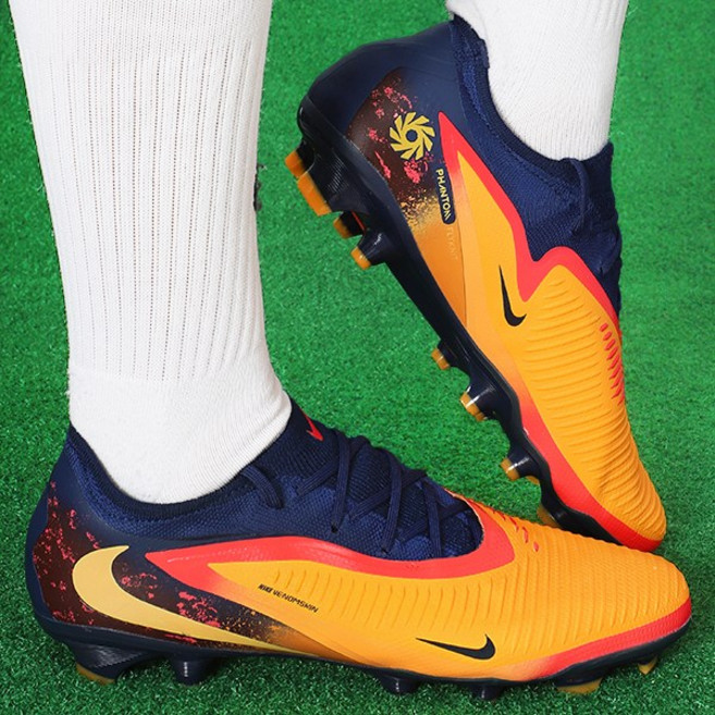 나이키 축구화 팬텀 6 로우 프로 FG EH 오렌지-레드-네이비 로고 천연잔디용