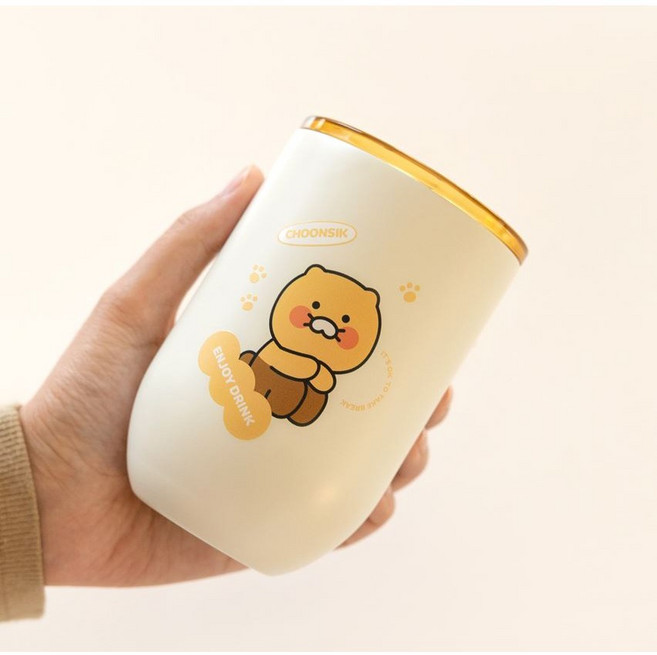 카카오프렌즈 데일리 춘식이 스텐 텀블러 350ml 와인잔 모양 대용 컵대용 컵홀더용