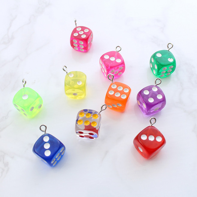 아크릴 입체 주사위 팬던트 참장식, 옐로우, 1개