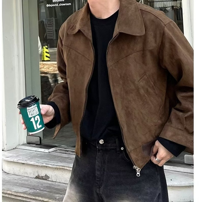 스타일닥터 남성 스웨이드 숏 자켓 루즈핏 캐주얼 점퍼