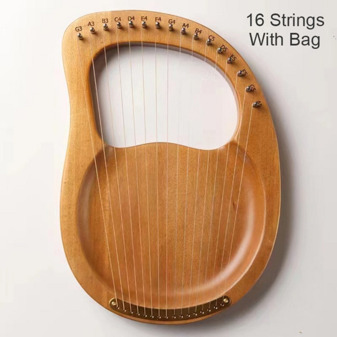 미니 하프 10/16 현 리라 나무 마호가니 초보자 악기 매칭 선물 핸드백 포함, [10] 16 strings With Bag, 1개