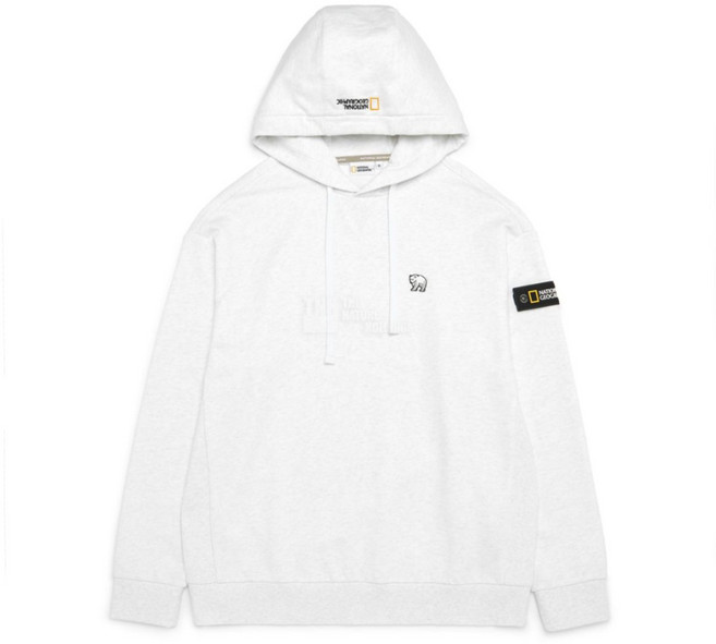 내셔널지오그래픽 [백화점정품] 공용 세미 오버핏 BEAR 와펜 후드 맨투맨 N231UHD010