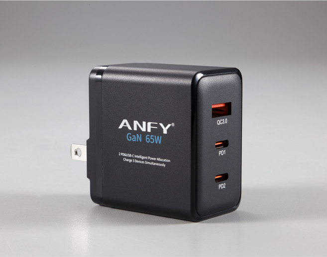 ANFY 65W GaN氮化鎵充電器 附100cm快充線, 1個, 充電器+100cm 快充線