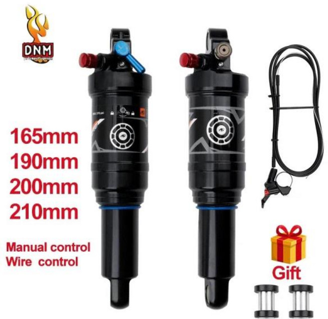 자전거쇼바 호환 DNM 소프트 테일 산악 자전거 리어 에어 완충기 와이어 제어 잠금 가능 리바운드 165 190mm 200mm AO38RC, 04 190mm  wire control, 1개