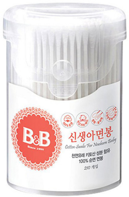 보령메디앙스 비앤비 신생아면봉 면봉, 210개입, 1개