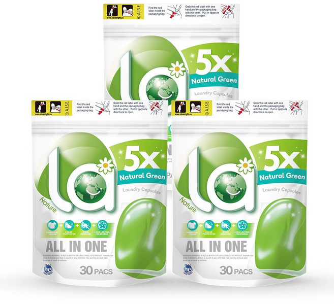 엘에이 올인원 캡슐세탁세제 내추럴그린 30개입, 3세트