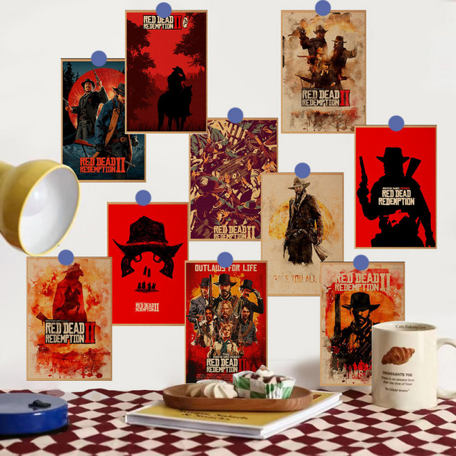 레드 데드 리뎀션 프린팅 미니 인테리어 포스터 세트 모음, B타입