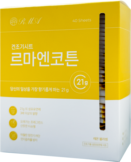 르마엔코튼 21g 향기폭탄 건조기 시트 레몬블라썸향 드라이 섬유유연제 섬유유연시트, 1개, 40매입