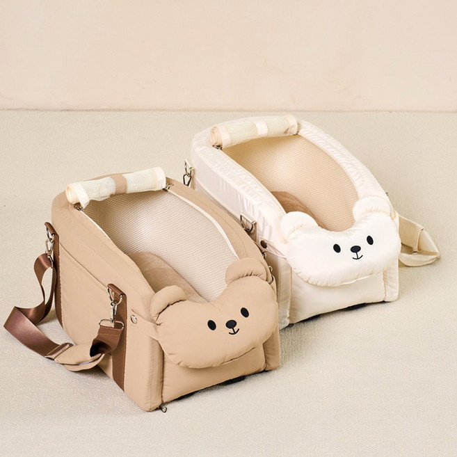 개과천선 바미백 강아지 콘솔 카시트 애견 카시트 이동가방 강아지 이동집 드라이빙킷, 아이보리, 1개