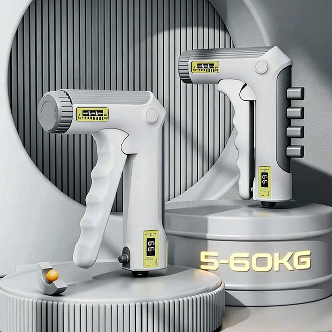 2in1 카운터 손 악력기 남성용 5-60kg 조절 가능 전완근&손가락 운동, 1개, 화이트