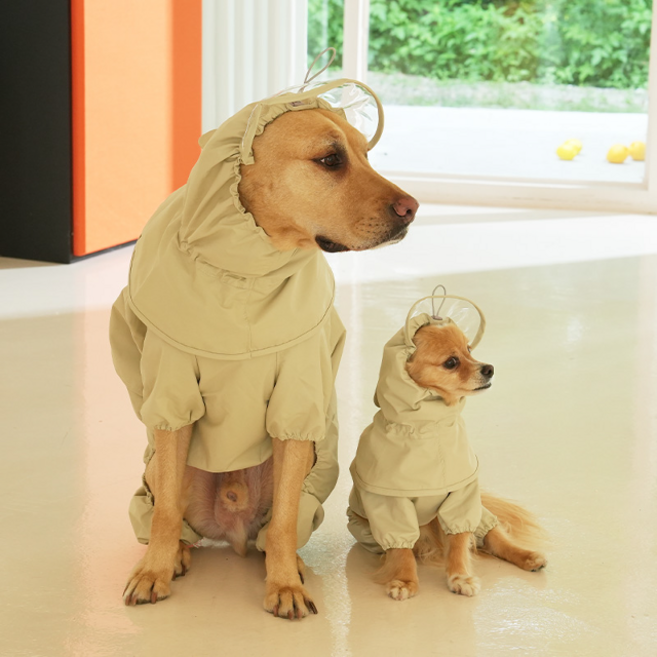 (M-5XL) 퍼피갤러리 트렌치 레인수트 워터프루프 강아지 레인코트 대형견우비, 네이비, 1개