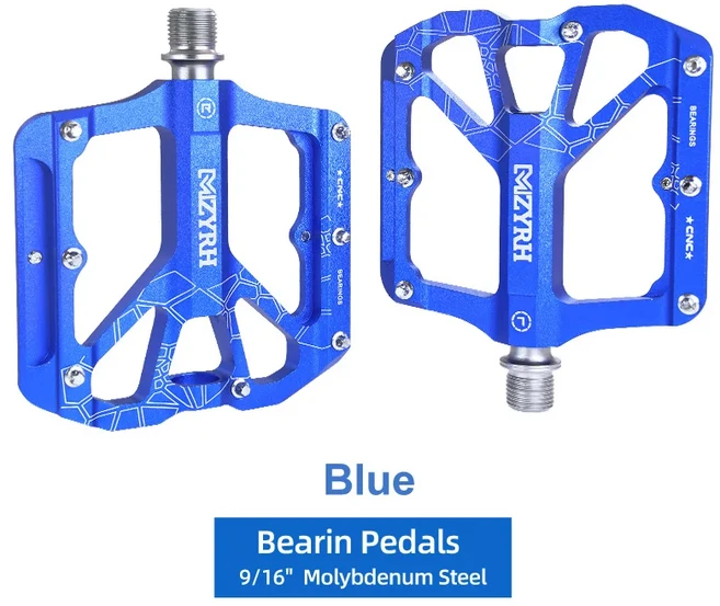 WEST BIKING CNC 3 베어링 자전거 페달 초경량 BMX MTB 로드 바이크 페달 미끄럼 방지 알루미늄 합금 반사 사이클링 부품, [01] Blue