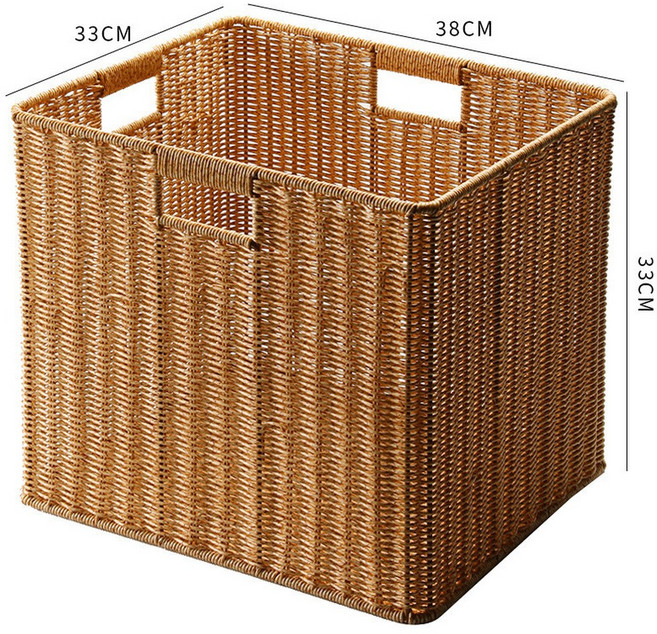仿藤收納筐 淺咖色26*9*8cm, 淺咖色38*33*33cm三抽手 贈品, 1套