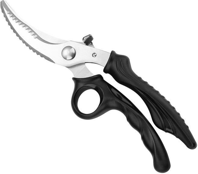 TWIN WOLF 강력 닭뼈 가위 다기능 주방가위 스테인리스 닭 오리 거위 전용, 1개, 검정색