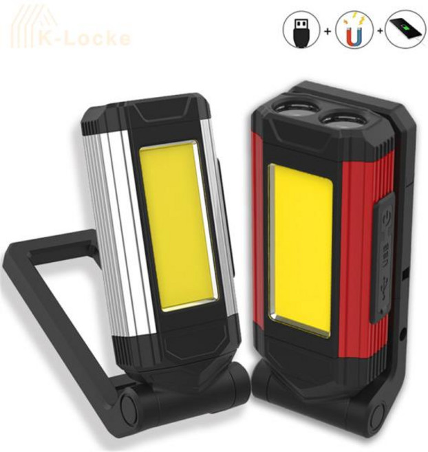 led작업등 다기능 USB 충전식 COB 작업 조명 자석 포함 매우 밝은 LED 손전등 자동 수리 휴대용 캠핑 램프, 1개