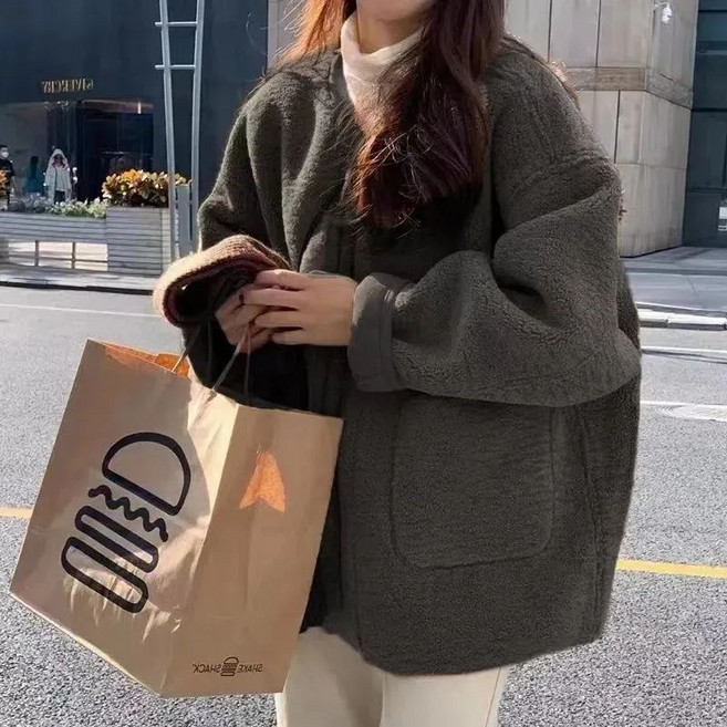 루스리더 여성 캐시미어 베이직 라운드넥 루즈핏 자켓 M921