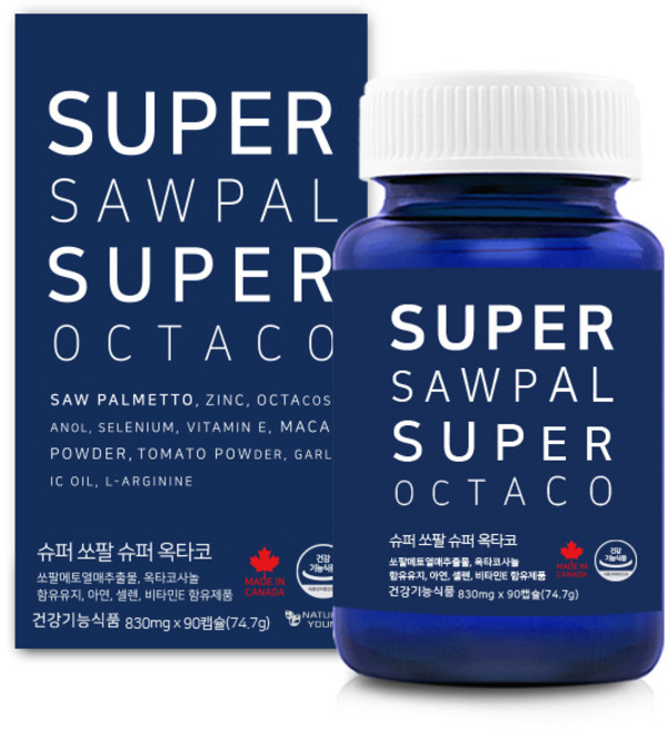 캐나다 쏘팔메토 로르산 115mg 전립선영양제 옥타코사놀 90캡슐 3개월, 3개, 90회분