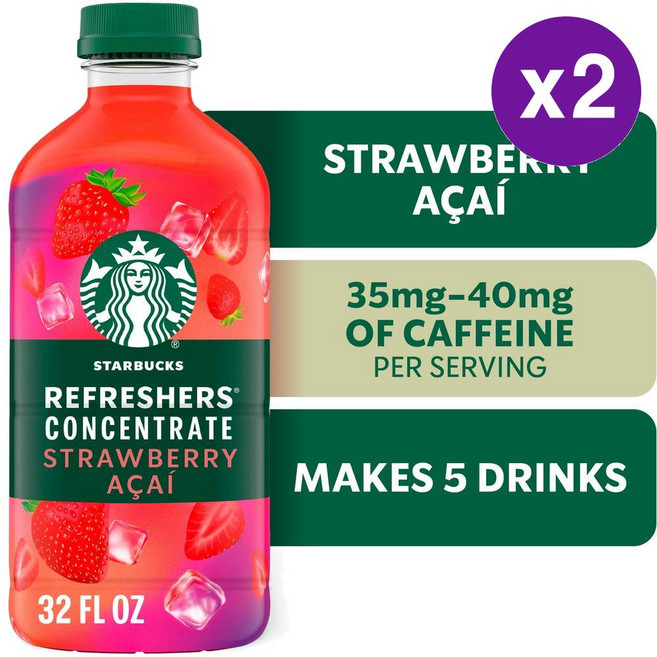 스타벅스 리프레셔 컨센트래이트 스트로우베리 아사이 946ml 2개입 Starbucks Refreshers Concentrate Strawberry Acai