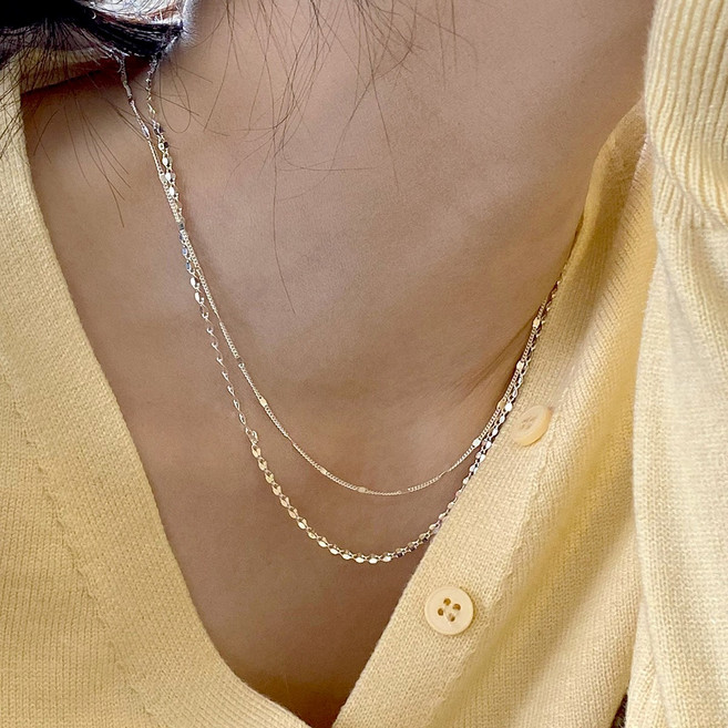 반지소 925 여성 레이어드 기본 실버 체인 목걸이 줄